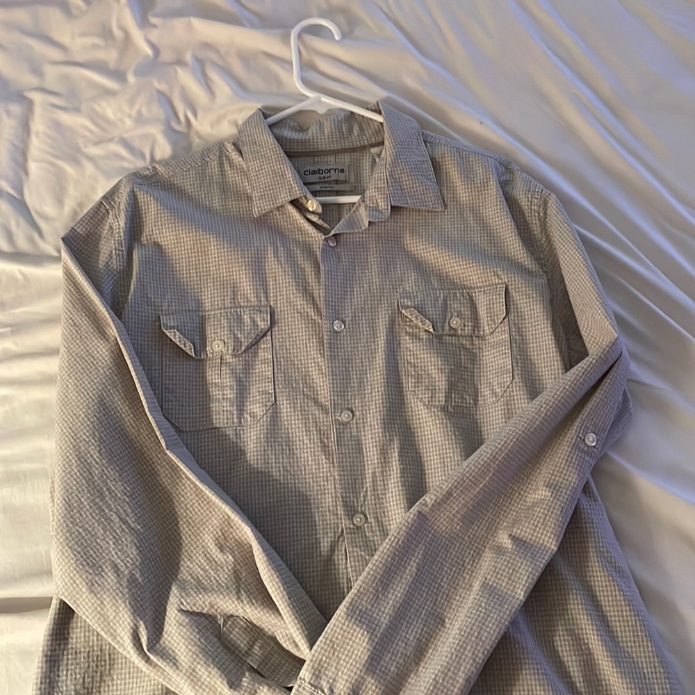 Claiborne slim fit stretch long sleeve shirt.